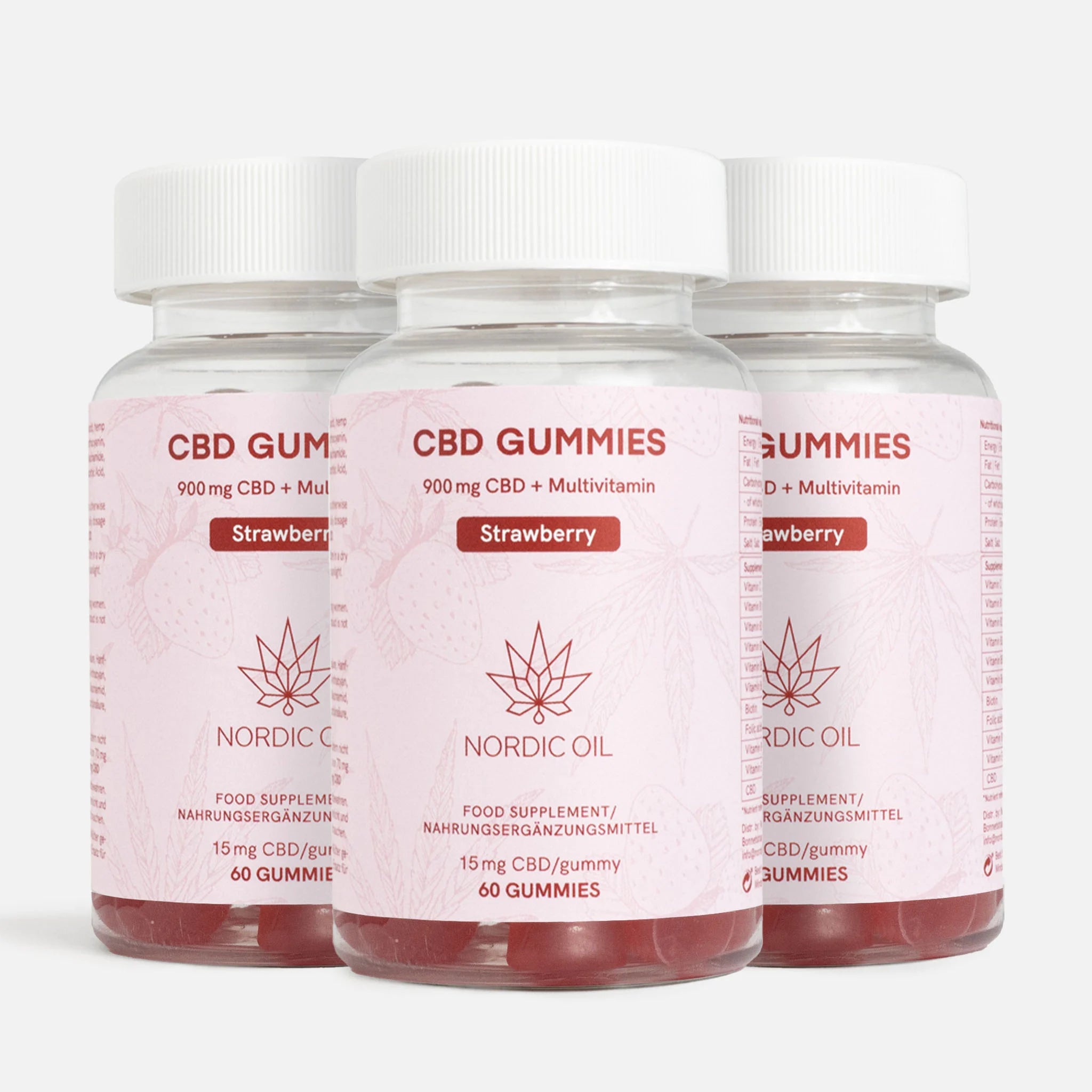 Nordic Oil 3er-Pack: CBD Fruchtgummis (900mg) Erdbeere
